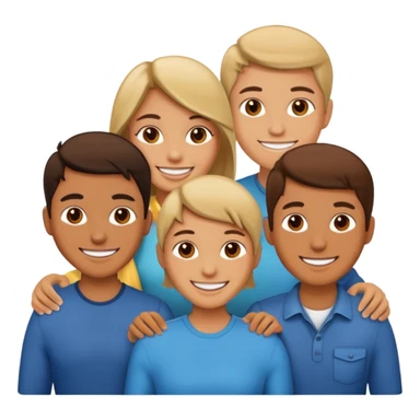 family of 5 members excited sticker