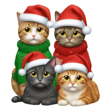 four cats wearing Christmas sweaters sticker