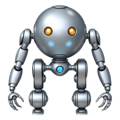 completely symmetrical 4 legged robot. center sphere with leg extending from each corner sticker