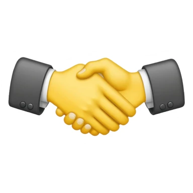 Graphic: 🤝 Handshake icon (white with yellow outline).
Animation: Hands meet, shake slightly.
Background: Transparent.
 sticker