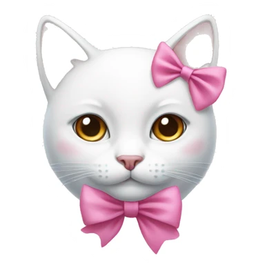 white cat face with a pink bow sticker