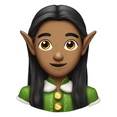 Elf gift with long black hair sticker