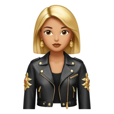 Dolce and gabanna brand Cropped leather jacket for women with 10k gold and chromw, very trendy and edgy style embellishments. 8k, 5000x5000px, 3D rendering, realistic, isolated  sticker