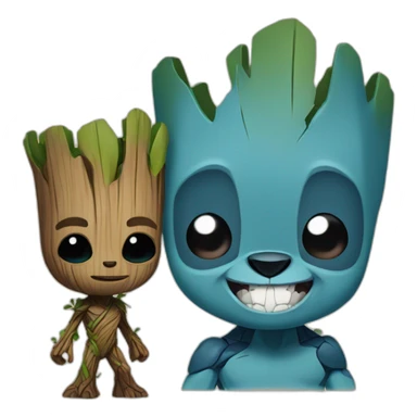 Groot and Stitch sticker