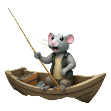 A rat on a boat in the river fishing  sticker