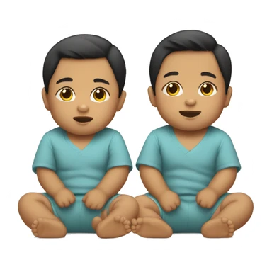 Twin half Asian half Mexican baby boys sitting  sticker