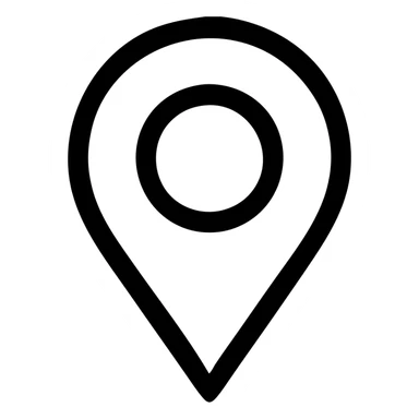 Abstract location pin icon, inspired by Airbnb category icons, thick lines, bold and simple, no text sticker