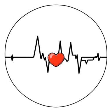 heart with ECG line sticker