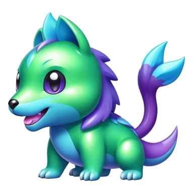 Shiny epic green blue and purple animal-fakemon sticker