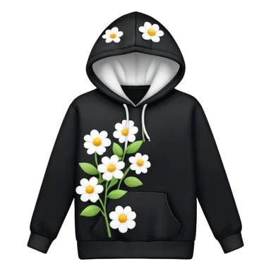 The BLACK Hoodie features a black base with distinctive white open flower spots with empty space in the middle, These hollow ring-like patterns are scattered across. sticker