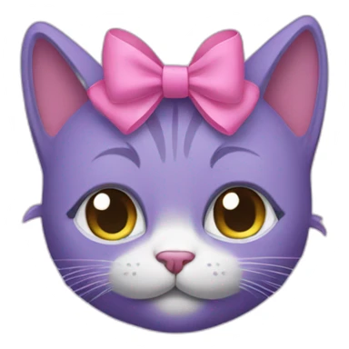 a purple cat with a pink bow on her head. sticker