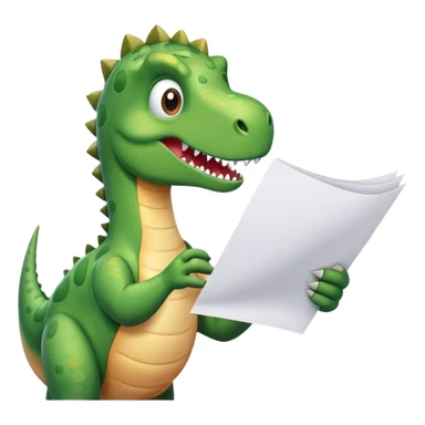 dinosaur hand holding papers sticker