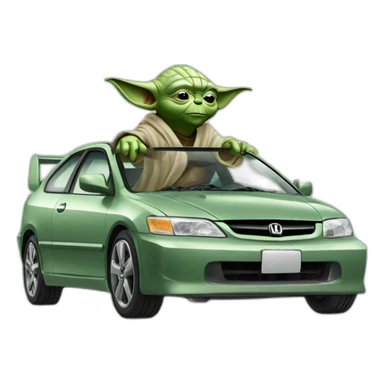 Yoda driving 2001 Honda civic sticker