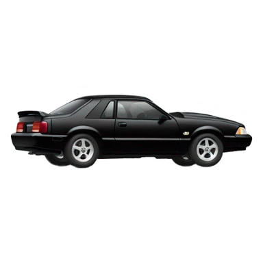 a black 1993 ford mustang sedan with a hood scoop sticker