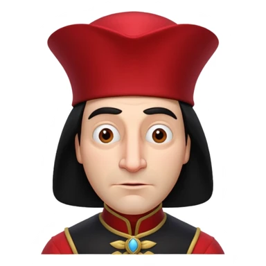 lord farquad avec un chapeau rouge plat sur le dessus sticker