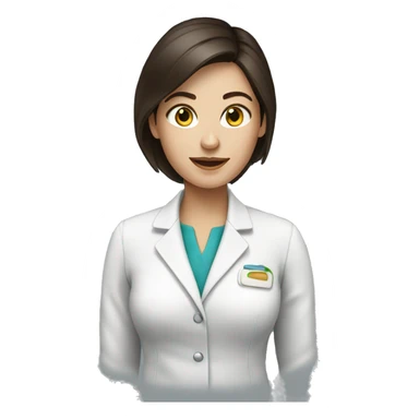 female brunette nutritionist with white skin sticker