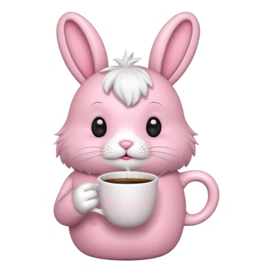 pink bunny with cute coffe cup sticker