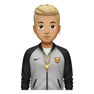 Capelli rasati ai lati con sfumatura, sopra corti e fissati con gel. Look curato e deciso. Indossa tuta firmata (Nike, Adidas, Lacoste, EA7) o jeans skinny, scarpe vistose come Air Force 1. Sempre presenti borsello a tracolla e collana d’oro E tatuaggi d’appertutto a mezzo busto sticker