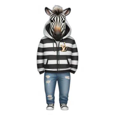 zebra wearing Louis Vuitton hoodie sticker