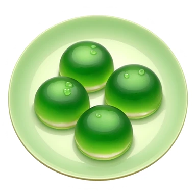 four green spherical warabi mochi on the plate sticker