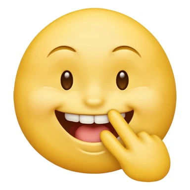 Yellow emoji smirking while biting finger  sticker