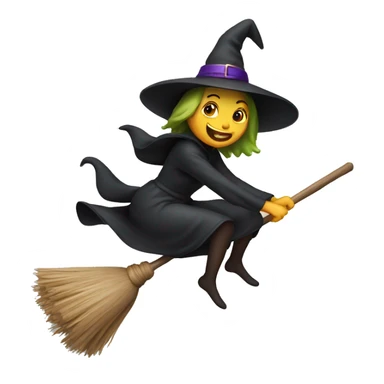Witch riding a broom sticker