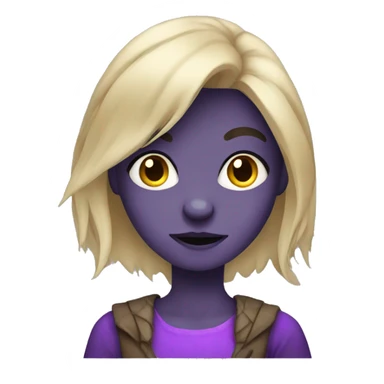 blond werewolf girl wearing purple sticker