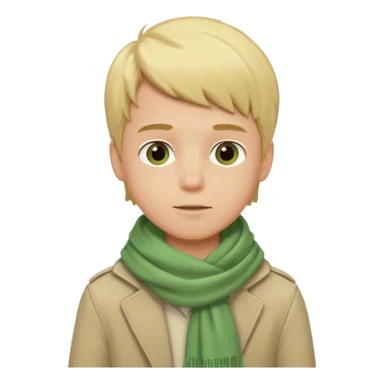Blonde boy with light green scarf and biege jacket sticker