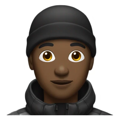 Black man with big nose and wearing a black durag and puffer jacket sticker