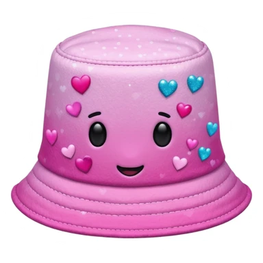 Pink ombre bucket hat with hearts and glitter sticker