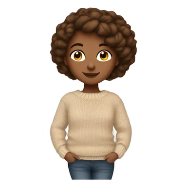 Brunette girl cozy autumn vibe wearing sweater sticker