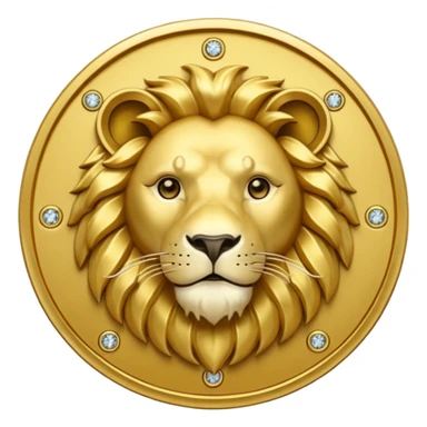 Fais un emoji de pièce d'or ronde avec l'inscription "F" dessus et un lion très détaillé gravé sur la pièce. Le F et le lion doivent être très lisible ainsi que les détails autour de la pièce. Le lion doit être gravé et en 2D il doit pas ressortir, il doit être subtile, le F doit être très visible sticker