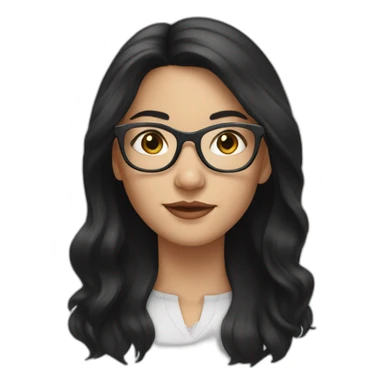 A young white woman with black hair wearing clear glasses  sticker