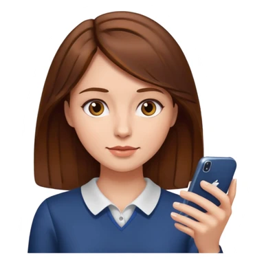 looking phone brown hair women sticker
