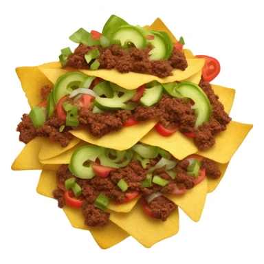 Nachos with beef, lettuce, tomatoes, jalapeños sticker