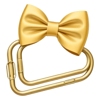 one gold paper clip with a white bow in the middle sticker
