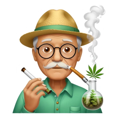 Grandpa smoking weed with bong sticker