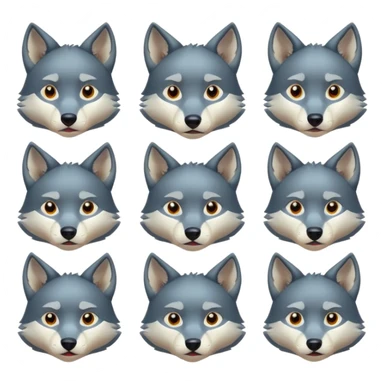 Anime Wolf facial expressions  sticker