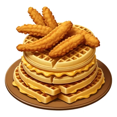 Chicken tenders, creamy Mac and cheese, and waffle fries sticker