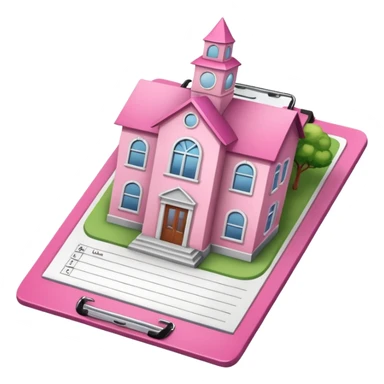 pink school on a clipboard sticker