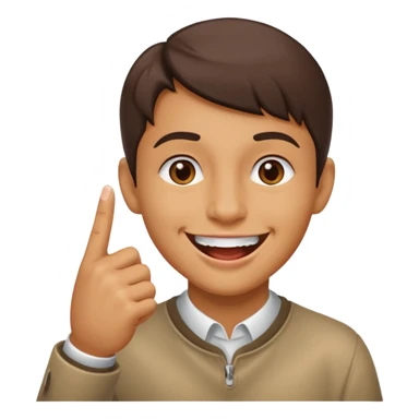 smile biting pointer finger sticker