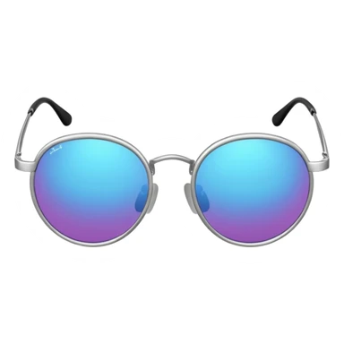 A pair of luxury sunglasses emoji with silver chrome frame, smooth rounded lenses, reflective metallic surface, high-end swag aesthetic, minimal and clean design, iOS emoji style, centered, white background sticker