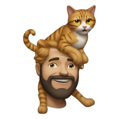 crazy man on top of cat sticker
