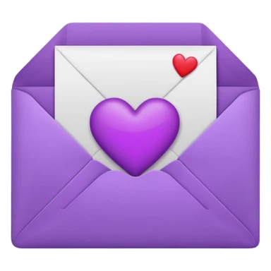 IOS's love letter emoji but with a purple heart instead of a red heart sticker