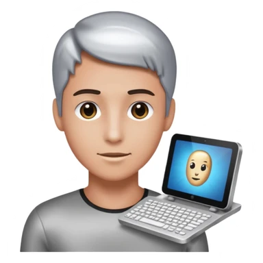 an icon of a person with a small computer chip next to him sticker