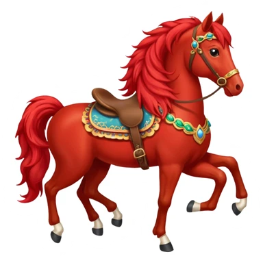 Christmas red horse with a full-length sticker