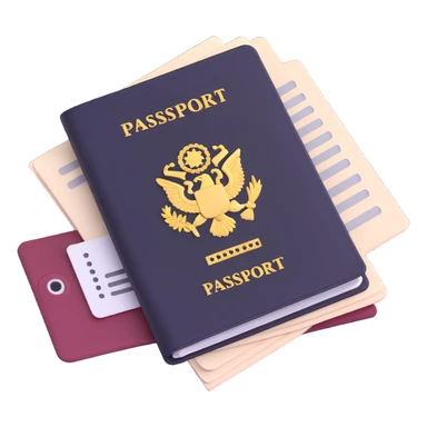official document folder with passport and papers sticker