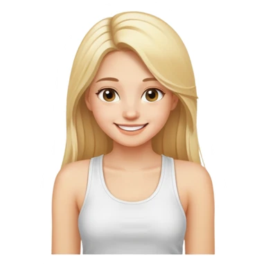 girl with long blonde hair smiling with white tank top sticker