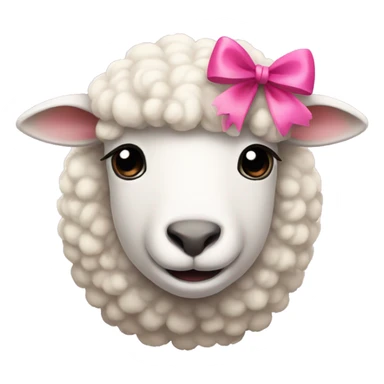white sheep wearing a pink bow sticker