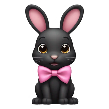 A black rabbit with a pink bow  sticker